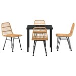 vidaXL Ensemble de salle à manger pour jardin 5 Pièces Marron Poly rotin