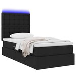 vidaXL Lit de rangement LED avec matelas Noir 90 x 200 cm Tissu