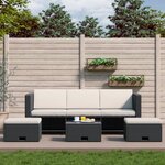 vidaXL Salon de jardin 4 Pièces avec coussins Résine tressée Noir