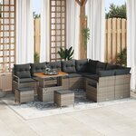 Ensemble de canapés de jardin 12 pièces avec coussins gris en résine poly acacia