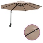 vidaXL Parasol de jardin mural avec LEDs Taupe 248 cm