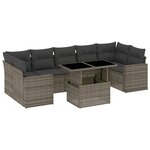 vidaXL Salon de jardin 8 Pièces avec coussins gris résine tressée
