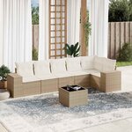 vidaXL Salon de jardin avec coussins 7 Pièces beige résine tressée