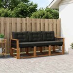 vidaXL Ensemble de canapés d'extérieur 3 pc Naturel et noir