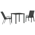 Ensemble de Salle à Manger de Jardin 3 Pièces vidaXL Textilène Noir et Acier