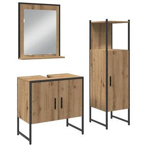 vidaXL Ensemble de mobilier de salle de bain avec étagère 3 Pièces Marron