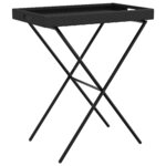 vidaXL Table à plateau pliable noir 65x40x75 cm résine tressée