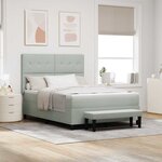 vidaXL Lit à Sommier à Ressorts avec Matelas & Banc Gris Clair 140x200 cm Velours