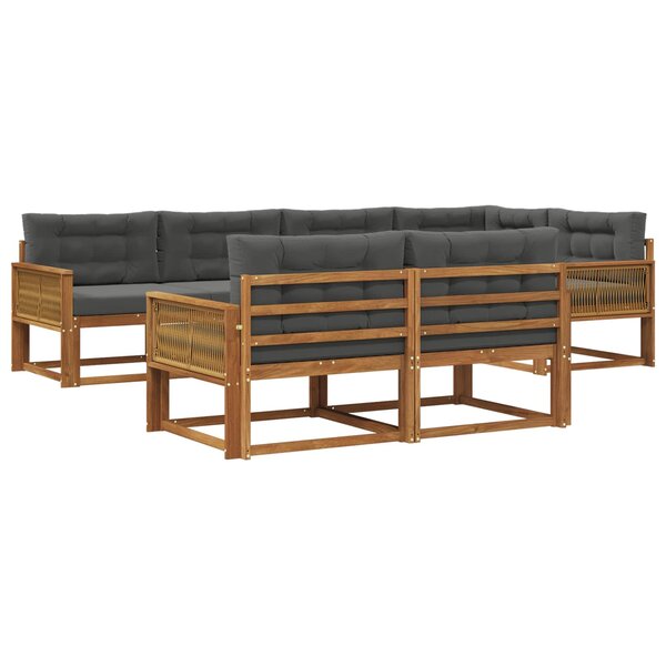 vidaXL Ensemble de canapés d'extérieur 8 pc Naturel et Anthracite