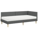 vidaXL Cadre de lit d'angle avec matelas Autre 2 Pièces Gris tissu