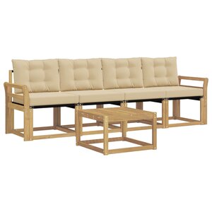 vidaXL Ensemble de canapés d'extérieur 5 pc Blanc et Beige