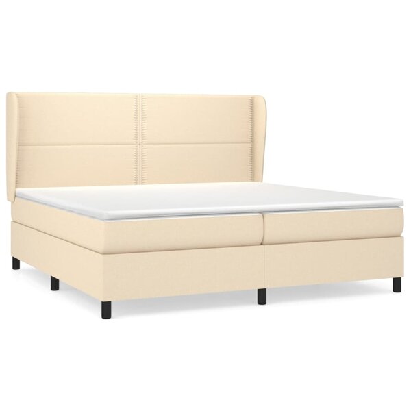 vidaXL Sommier à lattes de lit avec matelas Crème 200x200 cm Tissu