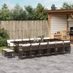 vidaXL Ensemble à manger de jardin et coussins 17 Pièces marron rotin