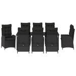 vidaXL Set de salle à manger de jardin 9 pièces avec coussins Noir Poly Rattan