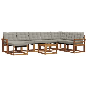 vidaXL Ensemble de canapés d'extérieur 9 pc Naturel et gris clair