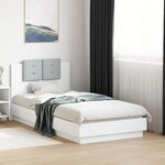 vidaXL Cadre de lit avec tête de lit et lumières LED blanc 75x190 cm