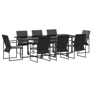 Ensemble de salle à manger de jardin de 12 pièces avec coussins en acier et textilène