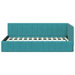 vidaXL Cadre de lit d'angle Turquoise 90 cm x 200 cm tissu