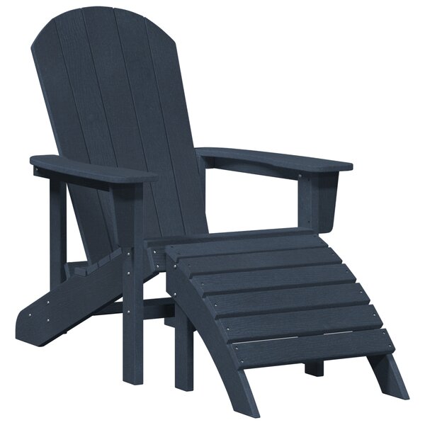 vidaXL Chaise Adirondack avec Repose-pieds Bleu Marine HDPE