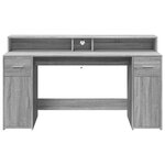 vidaXL Bureau et lumières LED sonoma gris 160x55x91 cm bois ingénierie