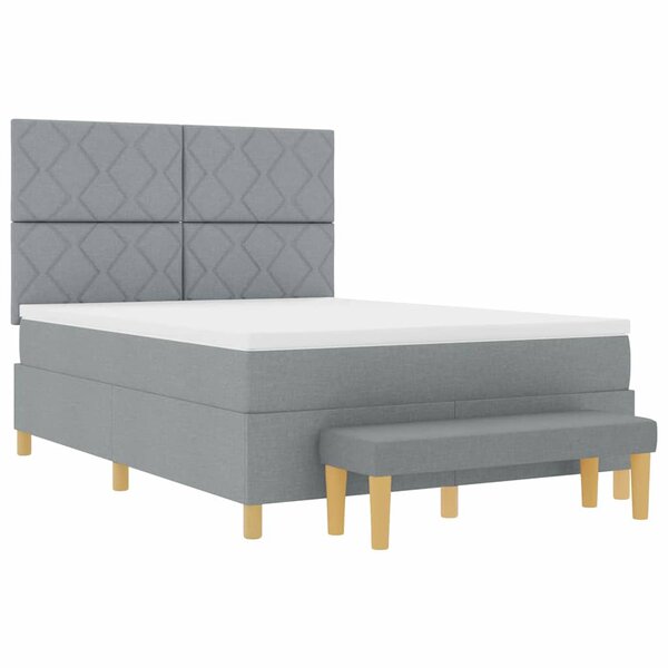 vidaXL Lit à ressorts avec matelas Gris clair 140 x 200 cm tissu