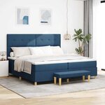 vidaXL Lit à ressorts avec matelas Bleu 200 x 200 cm tissu
