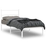 vidaXL Cadre de lit métal sans matelas avec tête de lit blanc 90x200cm