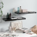 vidaXL Étagère murale flottante 2 Pièces Noir brillant 60x23 5x3 8 cm MDF