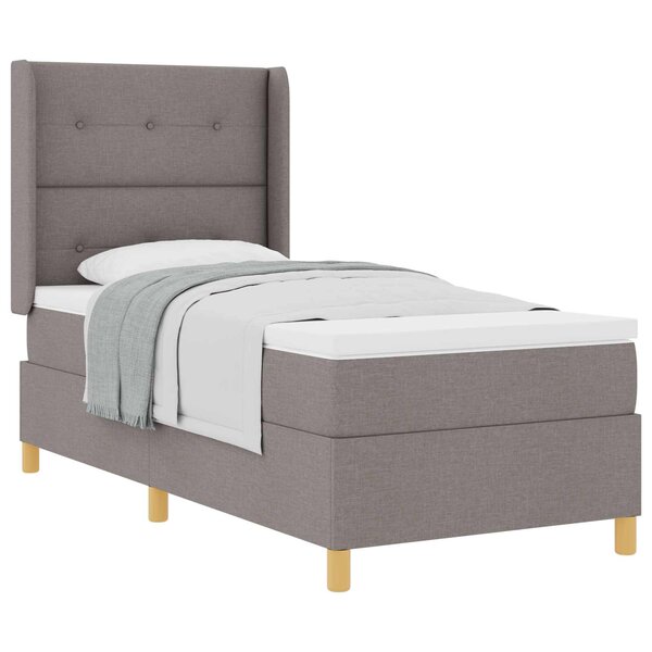 vidaXL Lit à ressorts avec matelas Taupe 90 x 200 cm tissu