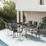 vidaXL Ensemble à manger de jardin 9 Pièces coussins gris résine tressée