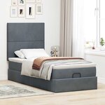 vidaXL Cadre de lit ottoman et matelas gris foncé 90x200 cm velours