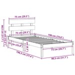 vidaXL Cadre de lit avec tête de lit 75x190 cm en bois massif de pin