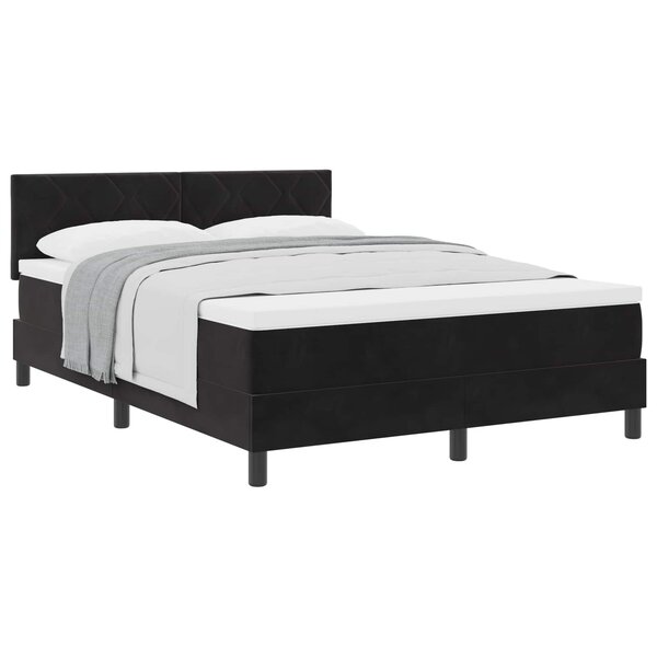 vidaXL Lit à ressorts avec matelas Noir 140 x 200 cm Velours