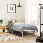 vidaXL Cadre de lit métal sans matelas avec tête de lit blanc 75x190cm