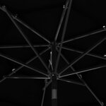 vidaXL Parasol de jardin à 3 niveaux avec mât en aluminium noir 3 m