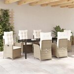vidaXL Ensemble de salle à manger pour jardin 7 Pièces Beige polyrotin