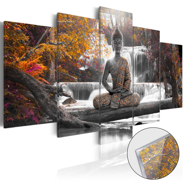 Tableau sur verre acrylique - autumnal buddha [glass] l x h en cm 100x50
