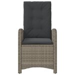 vidaXL Chaise inclinable de jardin avec coussins gris résine tressée