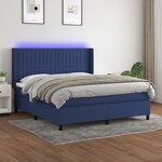 vidaXL Sommier à lattes de lit matelas et LED Bleu 160x200 cm Tissu