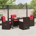 vidaXL Ensemble de salle à manger pour jardin 5 Pièces Marron Poly rotin