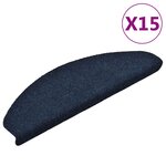vidaXL Tapis d'escalier autocollants 15 pièces 65 x 21 x 4 cm Bleu marine Demi-rond Grand