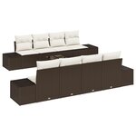 vidaXL Ensemble de Sofa de Jardin 7 pièces avec Coussins Marron Poly Rattan