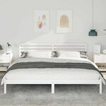 vidaXL Cadre de lit avec tête de lit Blanc 180 x 220 cm Pin massif