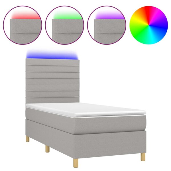 vidaXL Sommier à lattes de lit matelas et LED Gris clair 100x200 cm