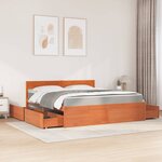 vidaXL Lit avec tiroirs/matelas cire marron 180x200 cm bois massif pin