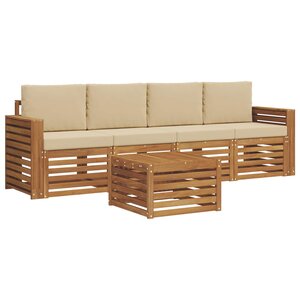 vidaXL Ensemble de canapés d'extérieur 5 pc Naturel et Beige
