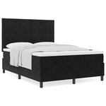 vidaXL Lit à ressorts avec matelas Noir 140 x 200 cm Velours