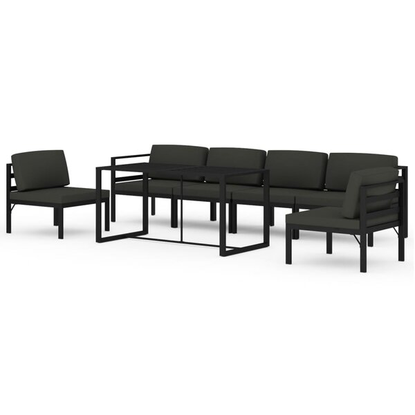 vidaXL Salon de jardin 7 Pièces avec coussins Aluminium Anthracite