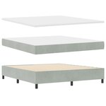 Lit Box Spring vidaXL avec Matelas et Lumière LED Gris clair 180x200 cm Velours
