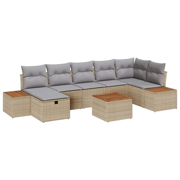 vidaXL Ensemble de canapé de jardin 8 Pièces Beige 55 x 62 x 69 cm